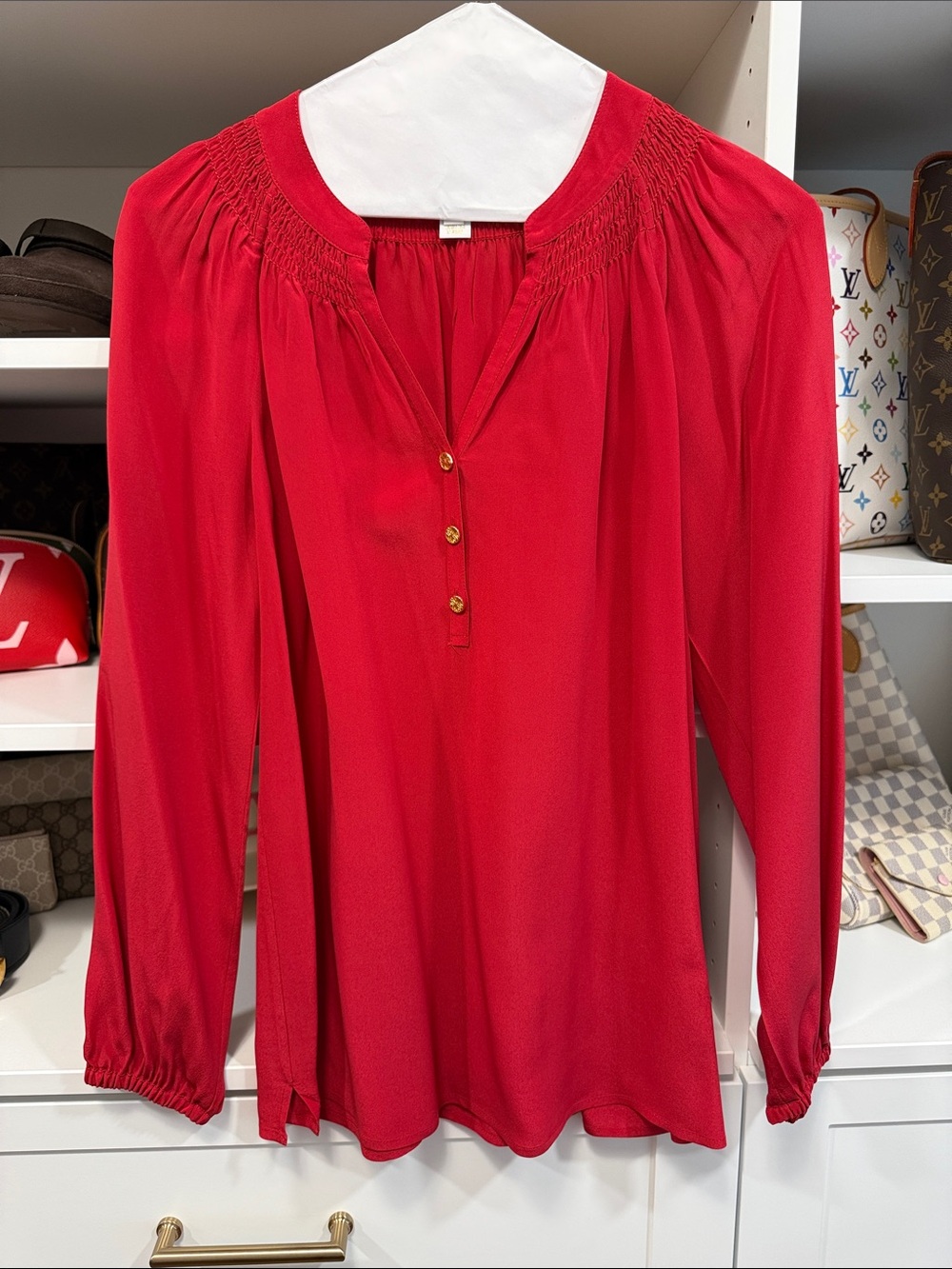 Lilly Pulitzer Elsa Silk Blouse Red